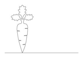 Carrot in one continuous line drawing digital illustration vector