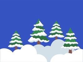 Christmas Snow Background with Tree vector