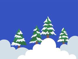 Christmas Snow Background with Tree vector