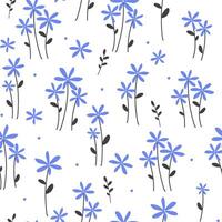 Seamless pattern with delicate flowers. Summer abstract pattern with bloom silhouettes. vector