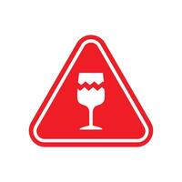 Sticker fragile handle with care . warning label, fragile label with broken glass symbol, vector