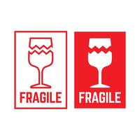 Sticker fragile handle with care . warning label, fragile label with broken glass symbol, vector