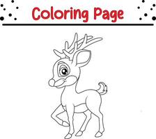 cute deer coloring book page for kids. vector