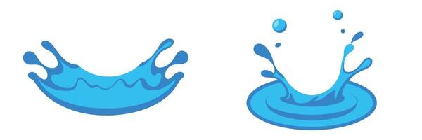 Set of splash of water in flat style. Hand drawn art. vector