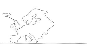 Map of Europe one line continuous. Europe line art. Hand drawn art. vector