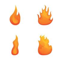 Flame icons set cartoon . Hot flaming element vector