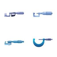 Technical micrometer icons set cartoon . Various type of micrometer vector