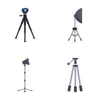 Modern tripod icons set cartoon . Various type of tripod vector