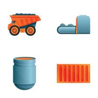 Metallurgical equipment icons set cartoon . Iron and steel production vector