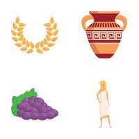 Greece icons set cartoon . Culture and history of ancient greece vector