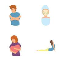Relax icons set cartoon . Relaxing pleasant home activity for pleasure vector