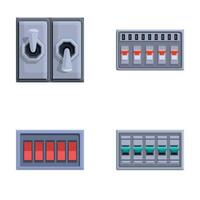 Breaker switch icons set cartoon . Electric breaker switchbox vector