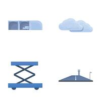 Airport icons set cartoon . Attribute of air travel worldwide vector