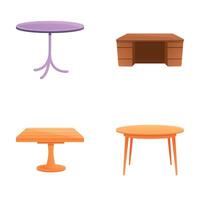 Various table icons set cartoon . Table of different shape and material vector