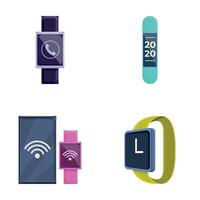 Smart watch icons set cartoon . Smartwatch with digital display vector