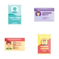 Identification card icons set cartoon . Driver license and identity card vector