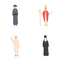 Religion leader icons set cartoon . Various religious church leader vector