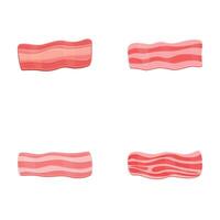 Bacon icons set cartoon . Fresh chopped piece of bacon vector