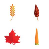 Autumn nature icons set cartoon . Fall season attribute vector