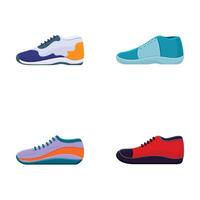 Sneaker icons set cartoon . Comfortable shoe for training and running vector