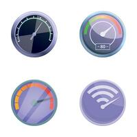 Modern speedometer icons set cartoon . Different type of speedometer vector