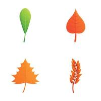 Falling leaf icons set cartoon . Tree leaf of various color vector