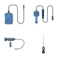 Endoscope icons set cartoon . Gastroscopy endoscope device vector