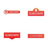 Subscribe now icons set cartoon . Red subscribe button vector