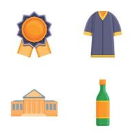 Graduation icons set cartoon . Attribute of educational process vector