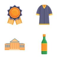 Graduation icons set cartoon . Attribute of educational process vector