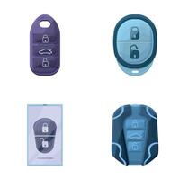 Car key icons set cartoon . Keyless vehicle entry device vector