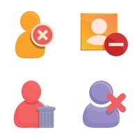 Remove account icons set cartoon . Account cannot be accessed or used vector