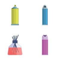 Aromatherapy icons set cartoon . Room deodorant, aromatic diffuser stick vector