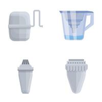 Aqua filter icons set cartoon . Water purification and filtration system vector