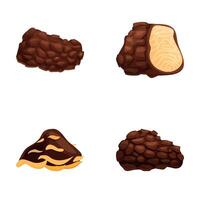 Truffle icons set cartoon . Delicacy mushroom black truffle vector