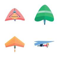 Skydiving icons set cartoon . Gliding man flying extreme sport vector