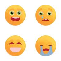 Emoticon icons set cartoon . Smiley with expression of different emotion vector