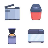 Breadmaker icons set cartoon . Various kitchen bread maker appliance vector