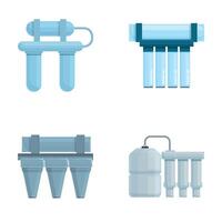 Aqua filter icons set cartoon . Water purification and filtration system vector