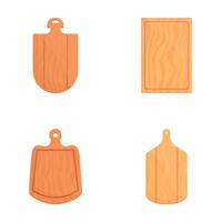 Wooden board icons set cartoon . Cutting board of different shape vector