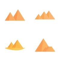 Pyramid egypt icons set cartoon . Ancient pharaoh tomb in africa vector