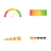 Satisfaction counter icons set cartoon . Customer satisfaction indicator vector