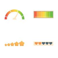 Satisfaction counter icons set cartoon . Customer satisfaction indicator vector