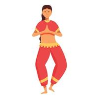 Red colorful dancer icon cartoon . Lady culture vector