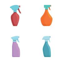 Spray pistol icons set cartoon . Plastic cleaning spray bottle vector