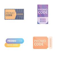 Promotional code icons set cartoon . Colorful coupon template for big sale vector