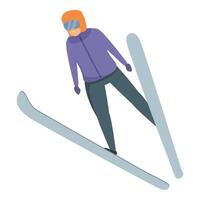 Training ski jumper icon cartoon . Outdoor sport vector