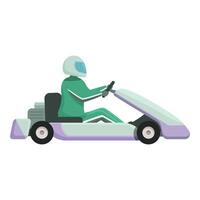 karting vehículo icono dibujos animados . joven corredor vector