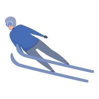 Extreme slalom jump icon cartoon . Ski jumper vector