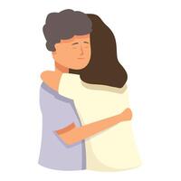 Calm couple embrace icon cartoon . Soul happy vector